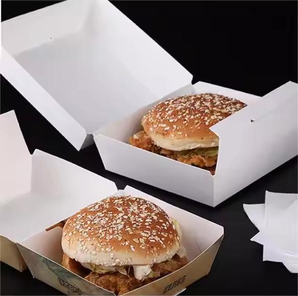 Customized Biodegradable Paper Burger Box with Printing for Fast Food Takeaway