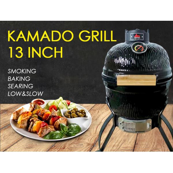 Auplex Kimstone Kamado Style Ceramic  Smoker Bbq Grill 13 Inch Charcoal Bbq Grill