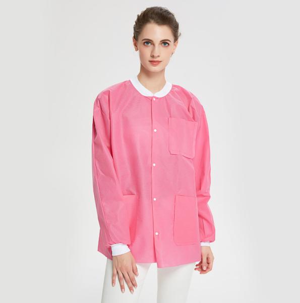 S&J wholesale disposable medical lab jacket nursing short pink custom non woven laboratory lab coat unisex