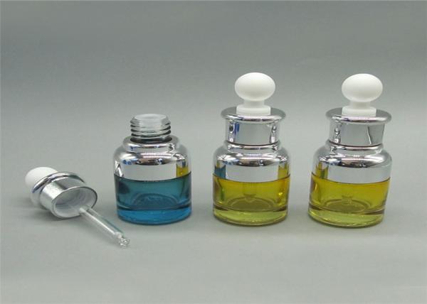 Clear Round Glass Oil Dropper , 5ml Dropper Bottle For Foundation Cream