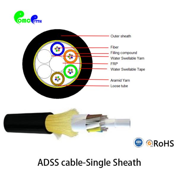 144 Cores ADSS Fiber Optic Cable G652D G657A1 G657A2 G657B3 OM1 OM2 HDPE