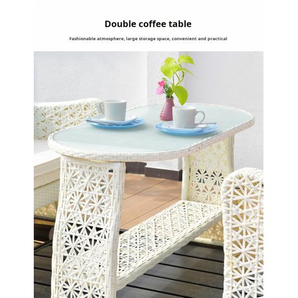 Luxury Four Person Wicker Rocking Chair Patio Furniture With Metal Frame