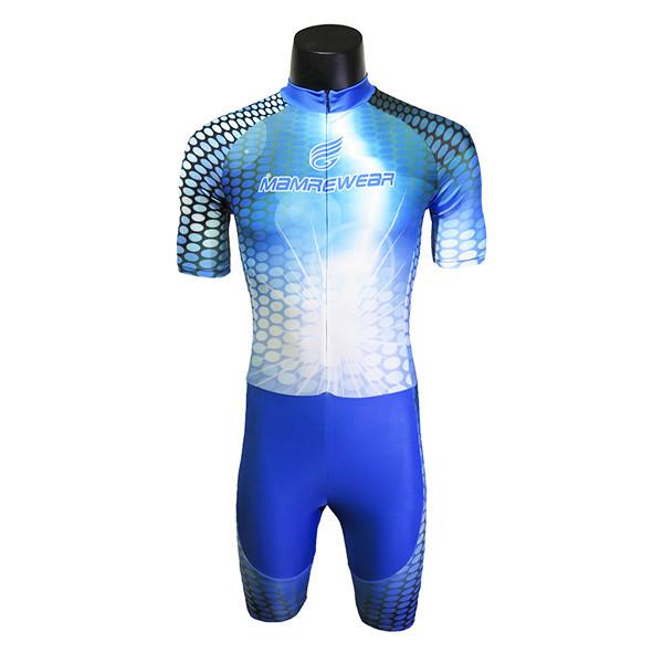 Blue Sublimation Inline Skate Wear , Lycra Inline Speed Skating Skinsuit