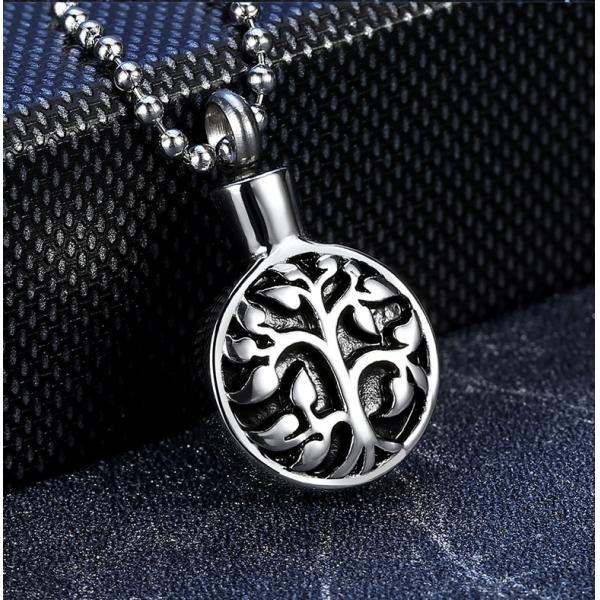Stainless Steel Cremation Necklace Engraved Name Ash Urn Pendant for Memorial Keepsake