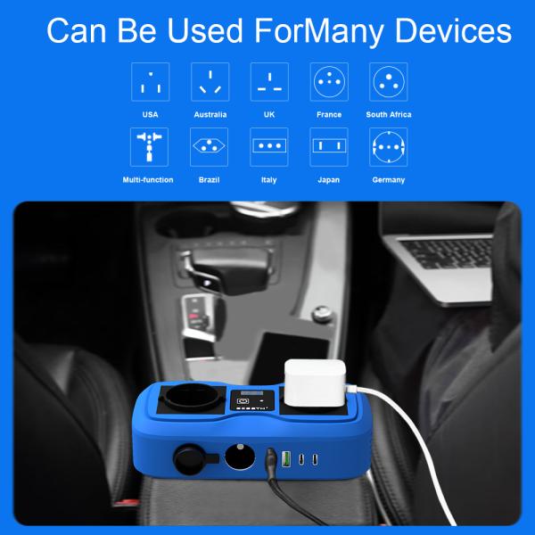 200W Car Power Inverter with LCD Display & Dual Cigarette Lighter Plugs, 2 USB Ports and AC Outlet, 12V to 220V Modified Sine Wave