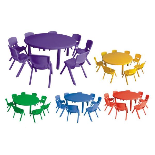 Colorful Round Kindergarten Plastic Kids Table Furniture For Kindergarten Classroom With Rubber Root For Learning