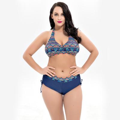 2019 New Plus Size Two piece Swimsuit print flower Swimsuit Women Push up 1935