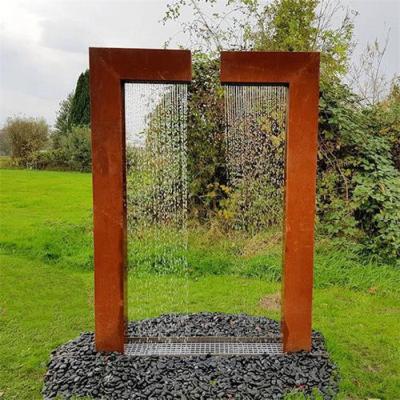 Dobro contemporâneo L fonte do projeto de água de aço de Corten da característica da água do metal
