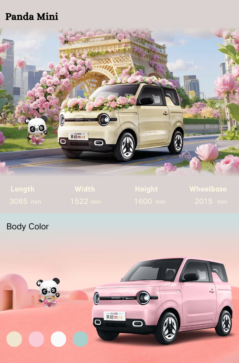 2025 for Panda Mini EV Electric Car 210KM Range 3 Door 4 Seats Hatchback