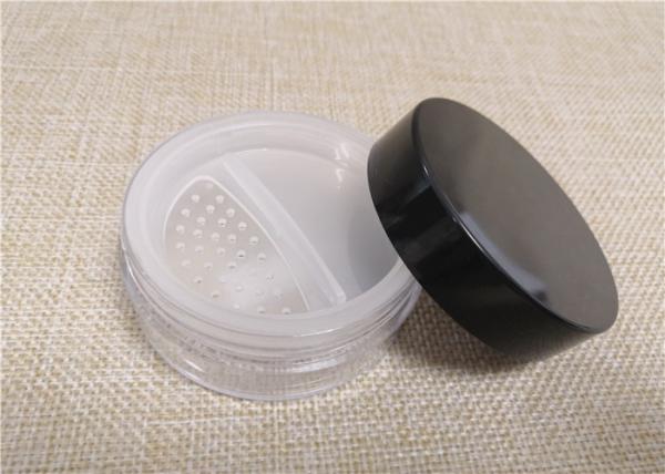 Black Cap Small Plastic Jars , Plastic Makeup Containers For Powder Storage