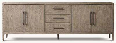 Medieval Style Walnut Console Table Roller Shutter Door Cabinet