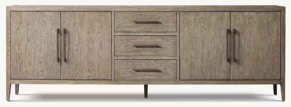 Medieval Style Walnut Console Table Roller Shutter Door Cabinet