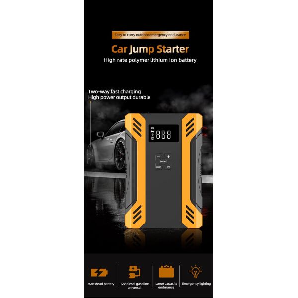 Portable Car Jump Starter with Air Compressor Power Bank LED Light