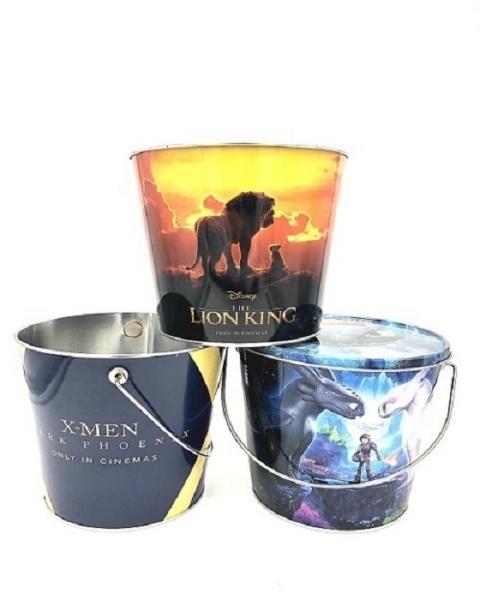 DADI Carry Handle Tin Popcorn Bucket 1.8L Personalized Metal Popcorn Bucket For Cinema