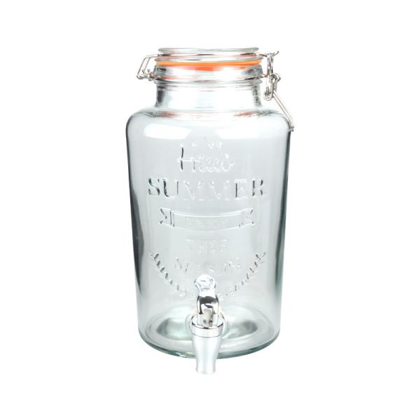 OEM Cold Drink Glass Beverage Dispenser Round With Airtight Lid