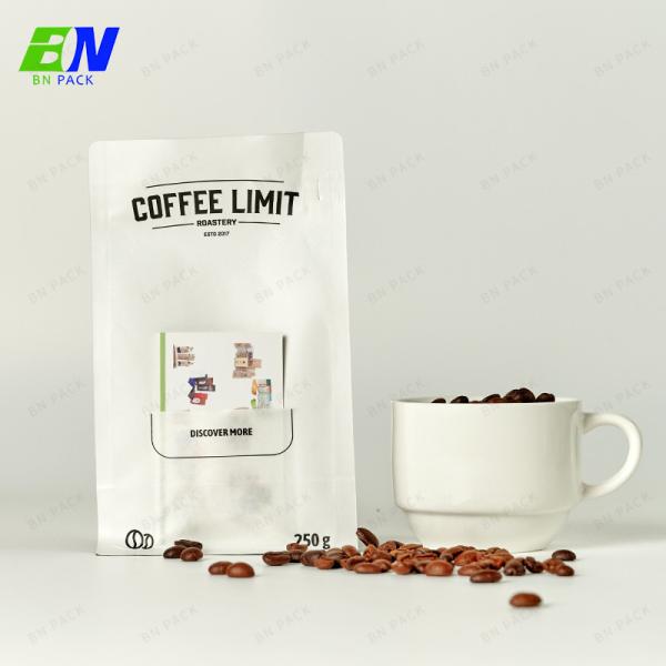Eco Friendly Matte Kraft Coffee Card Bag Flat Bottom Pouch With Zip