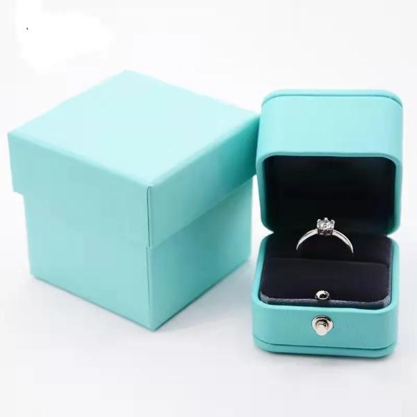 ПУ кожаный кольцо ювелирные изделия упаковка коробка Custom LOGO Design 2 в 1 оптом