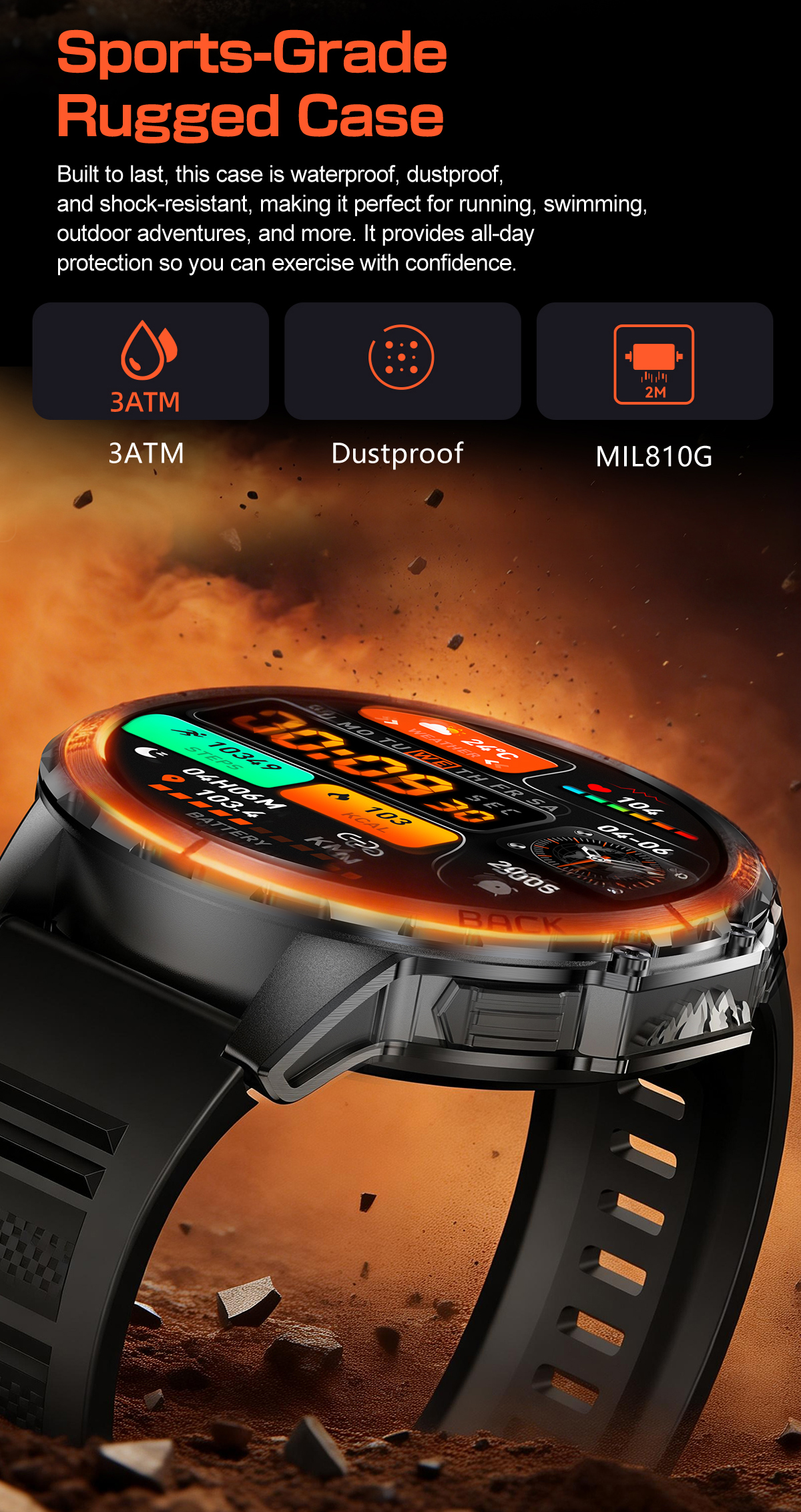 K77 Android Smartwatch Call IP67 Waterproof IPS Fitness Tracker Heart Rate Monitor Sleep Tracker Multi-Sport Silicone Alloy Case