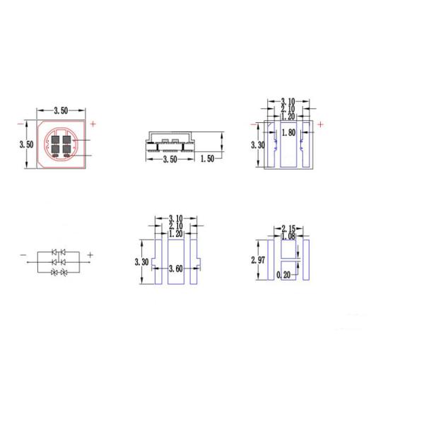 35*35mm 308nm ランプビーズ 120° 4W UVB 消毒のための深紫外線 LEDダイオード