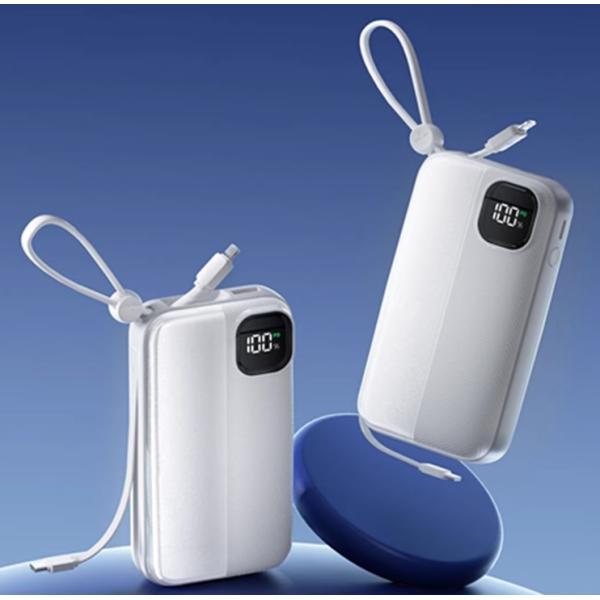 20000mah Power Bank With Built In Cables , PD 22.5W Fast Charger For IPhone / Samsung