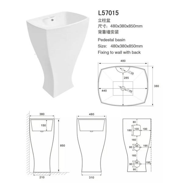 Non Porous Bathroom Sinks And Vanities / Contemporary Pedestal Sink Anti Leak