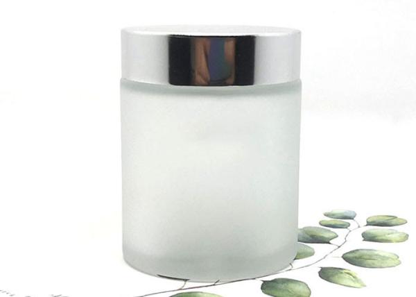 Beard Balm Packaging Glass Cosmetic Jar Matte Frosted Tall 100g With Silver Metal Lids