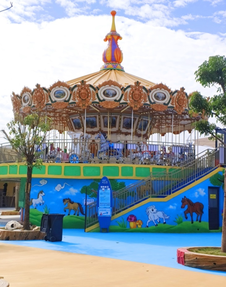 48 Seat Theme Park Carousel Amusement Kiddie Rides 10kW OEM
