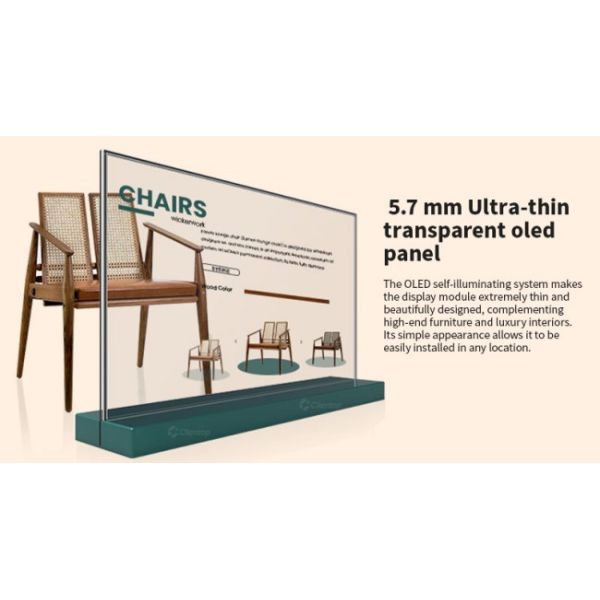 49 Inch HD Touch Ultra Thin T-shaped Desktop Bar-type OLED Transparent Advertising Display