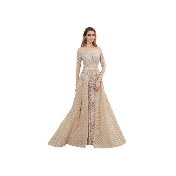 Long Sleeve Backless Maxi Middle Eastern Evening Dresses For Prom Floor Length