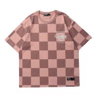 Grand T-shirt grand Logo Plaid Oversized Cotton fait sur commande lourd de taille plus