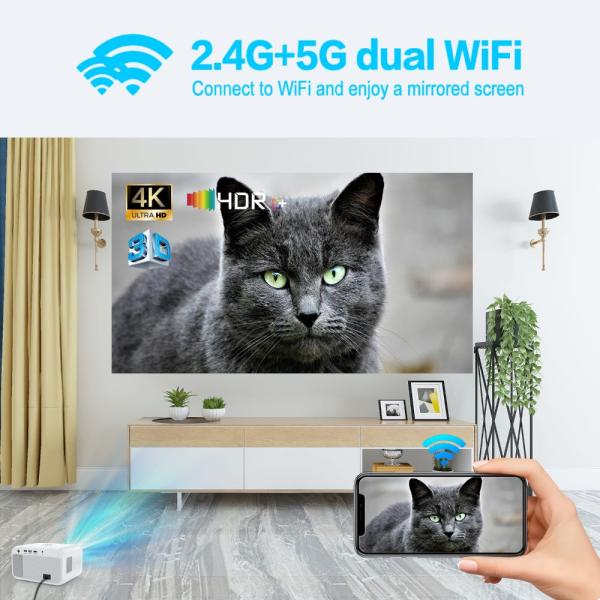 Android 9.0 Проектор T5 HD Wifi 5G Bluetooth 1080P 340x280x120 мм