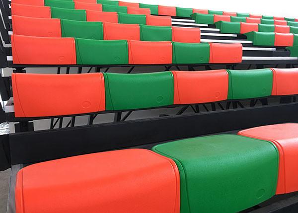 Echo Retractable Indoor Bleacher Systems Plastic Bench Seat For Indoor Sport Hall