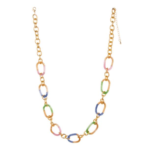 Colorful O-Chain Charm 14K Gold-Plated Chain Link Necklace for Women