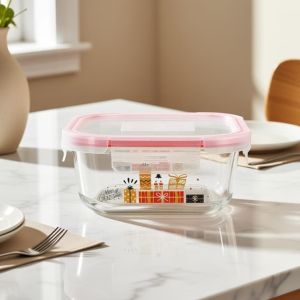 High Borosilicate Glass Food Container with BPA-Free PP Lid and Microwave Safe