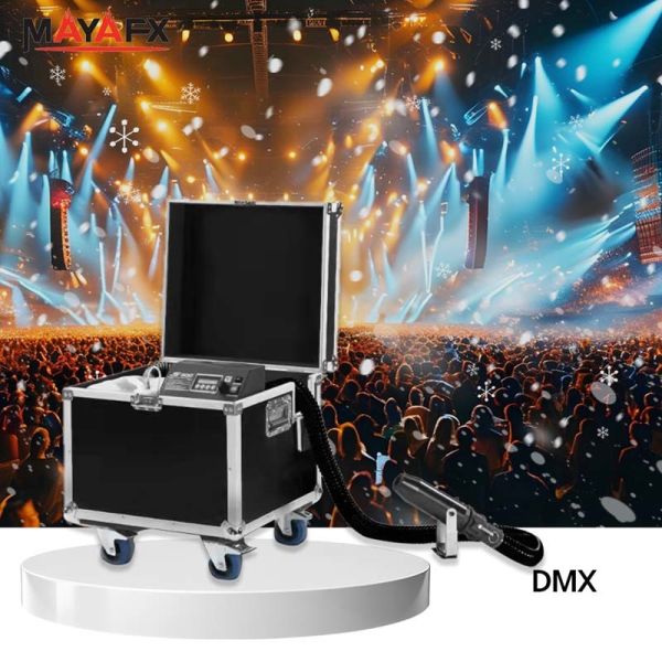 Separated Snow Jet Machine with DMX512/RF Remote Control for Biodegradable Snowflakes and HEPA-Filtered Haze
