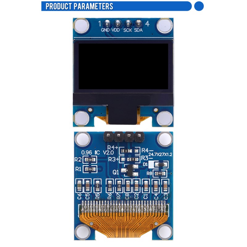 OLED0.96 SSD1315 Chip I2C Yellow Blue Dual Color LCD Screen 128 * 64 Dot Matrix Module 4-PIN Module