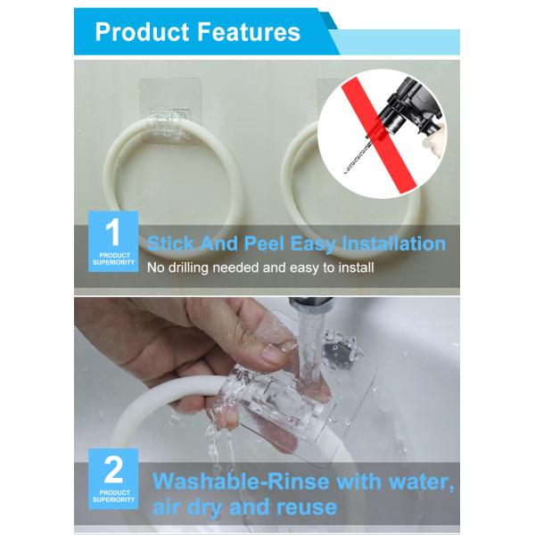 Держатель 5KG кольца полотенца ISO 9001 белый пластиковый повреждает свободный стикер PVC