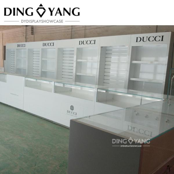 Modern Fashion Style Full White Wood Jewelry Counter Display No Installation