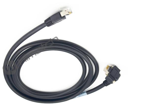 High Flex Right Angle RJ45 GIGE Camera Cable , Gigabit Internet Cable with Thumbscrew Lock