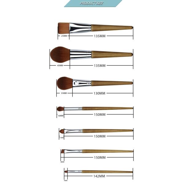 Well Practical Cosmetic 7 Piece Makeup Brush Set Synthetic Hair
