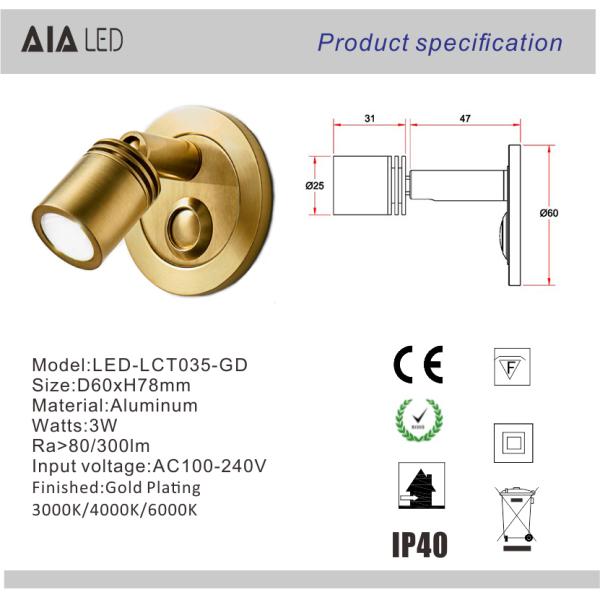 Modern bed board led wall reading light IP20 indoor led wall bedside light 3W led bed wall lights