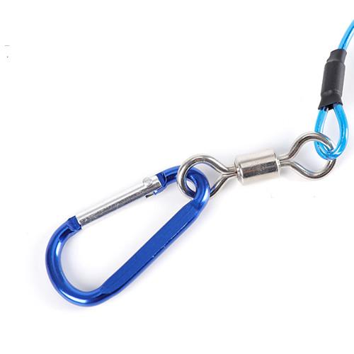 5m Full Expanding Stainless Steel Coil Lanyard Blue PU Coated Fishing Rope