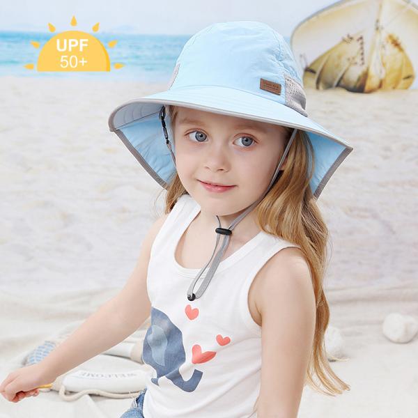 Toddler Neck Flap Childrens Bucket Hats UPF 50+ 100% Polyester