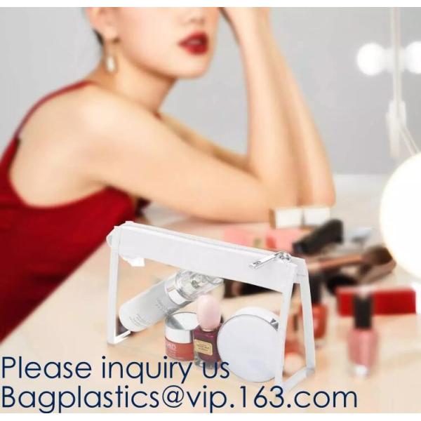 Eco-friendly heat seal frosted PVC /EVA button bag,Universal transparent matte pvc eva self-sealing zipper bag with logo