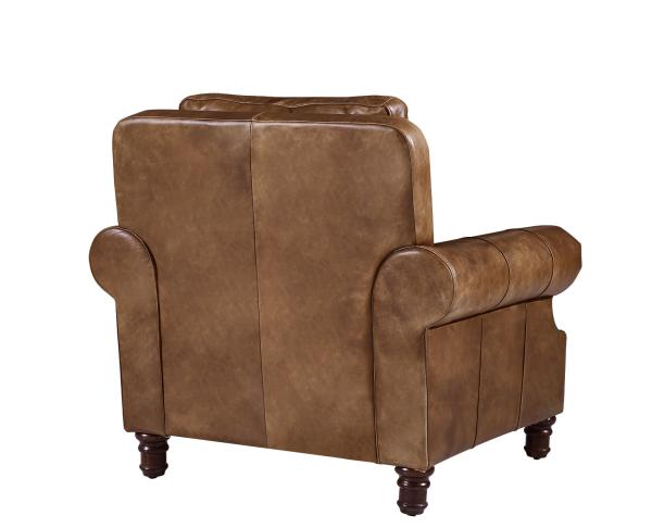 Vintage Brown High Back Leather Armchair , Tall Back Living Room Chairs Strong Linen