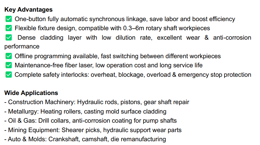 Customizable Laser Cladding Equipment Allowing Adjustment of Parameters to Match Specific Surface Treatment Requirements