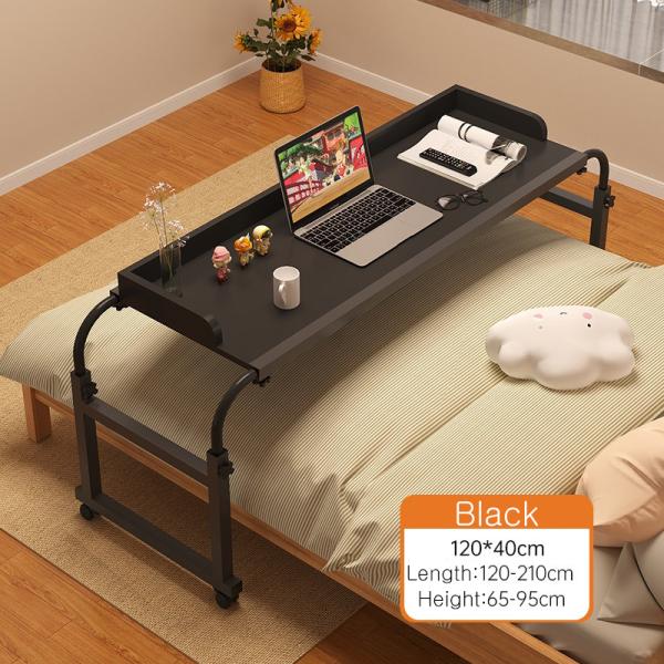 Wooden Portable Desk Adjustable Lazy Cross Bed Table with Wheels for Modern Home Furniture in Bedroom