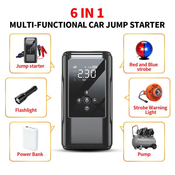 Electric Emergency Car Battery Charger Booster Pack Air Pump 150PSI Car Portable Tyre Inflator
