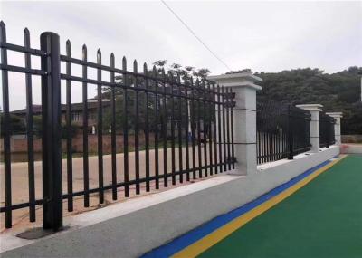 Flat Top Tubular Steel Fence Panels 100mm Picket Distance Square Pipe Horizontal Rail