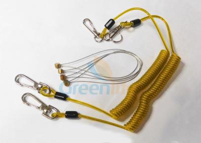 Safety 5.9'' Steel Inside Plastic Coil Lanyard Transparent Yellow PU Coating